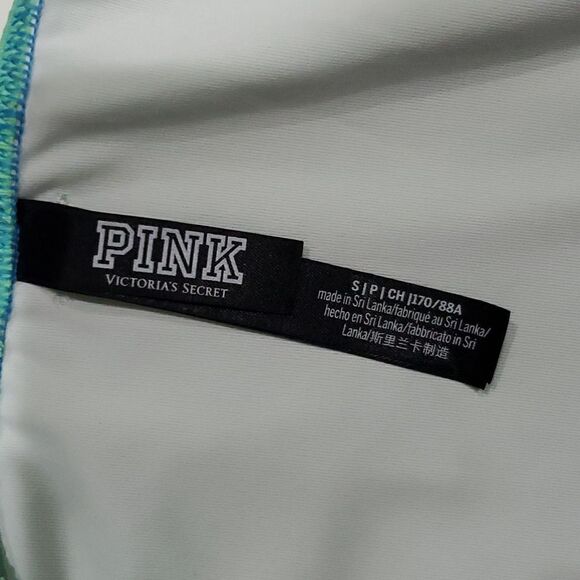 PINK Color Block Bikini in Blue & Green Size S - Picture 3 of 13